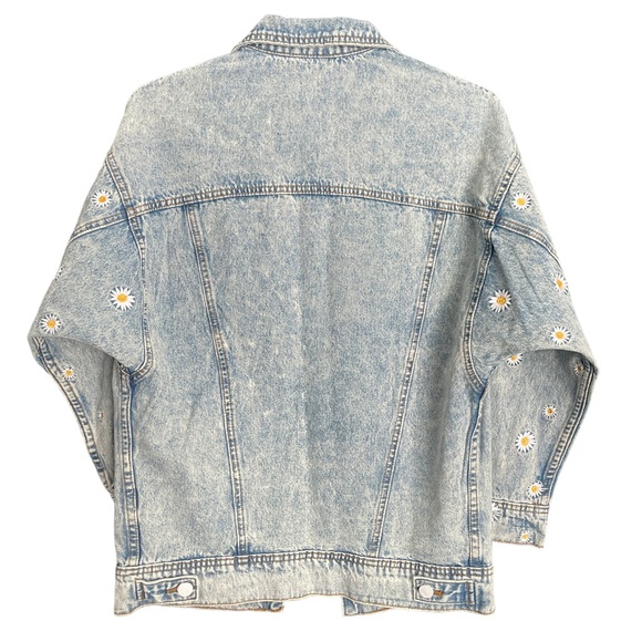 SUNSET & SPRING Cotton Embroidered Daisies Denim Jacket - NWT - Size XS - Picture 3 of 5